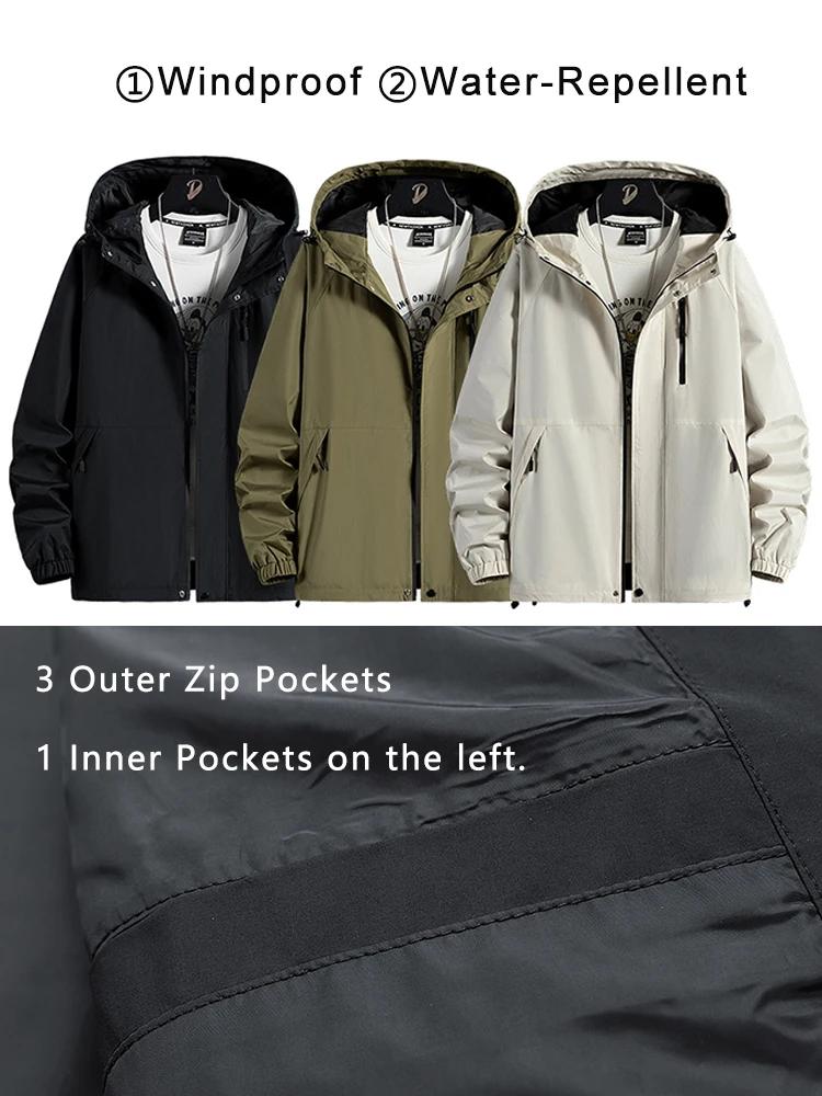 Vestes coupe-vent à capuche pour hommes 100% Polyester extérieur manteau coupe-vent hydrofuge coupe