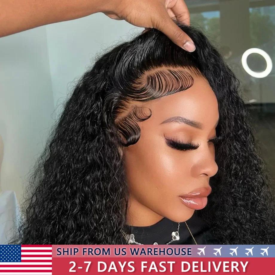 Perruque Lace Front Wig Naturelle Bouclée, Cheveux Humains, 4x4, 13x4, 13x6, Transparent HD, Deep Wa