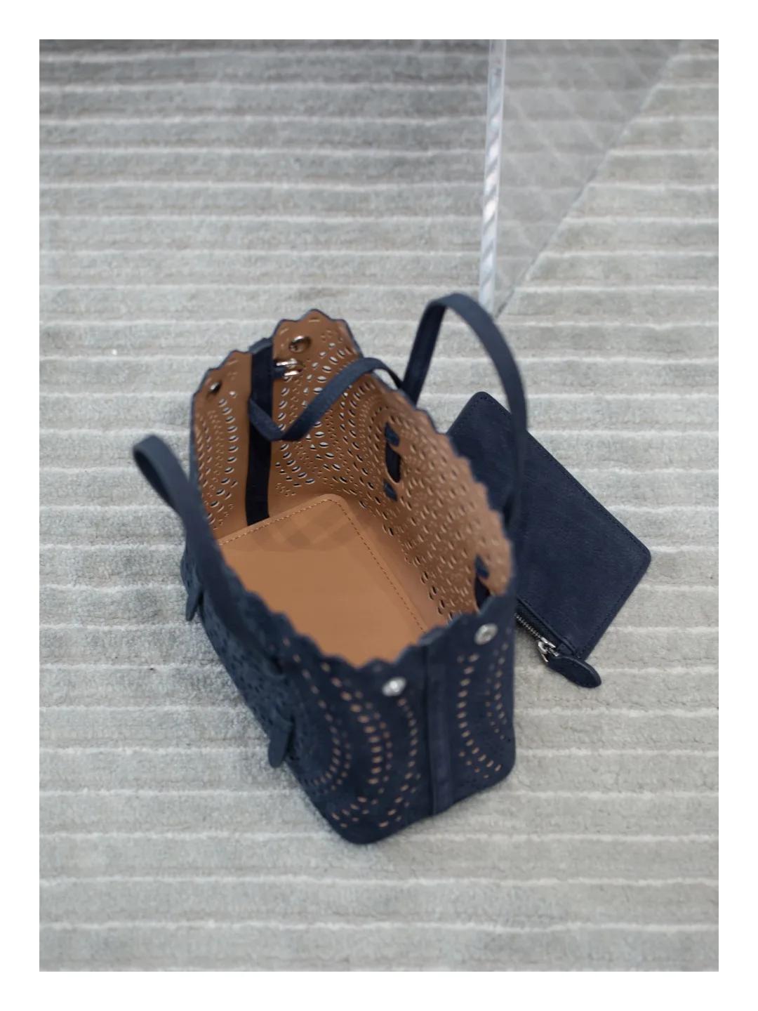 Nouveau sac de Shopping fourre-tout en cuir avancé vague évider panier rétro daim sac incliné à band