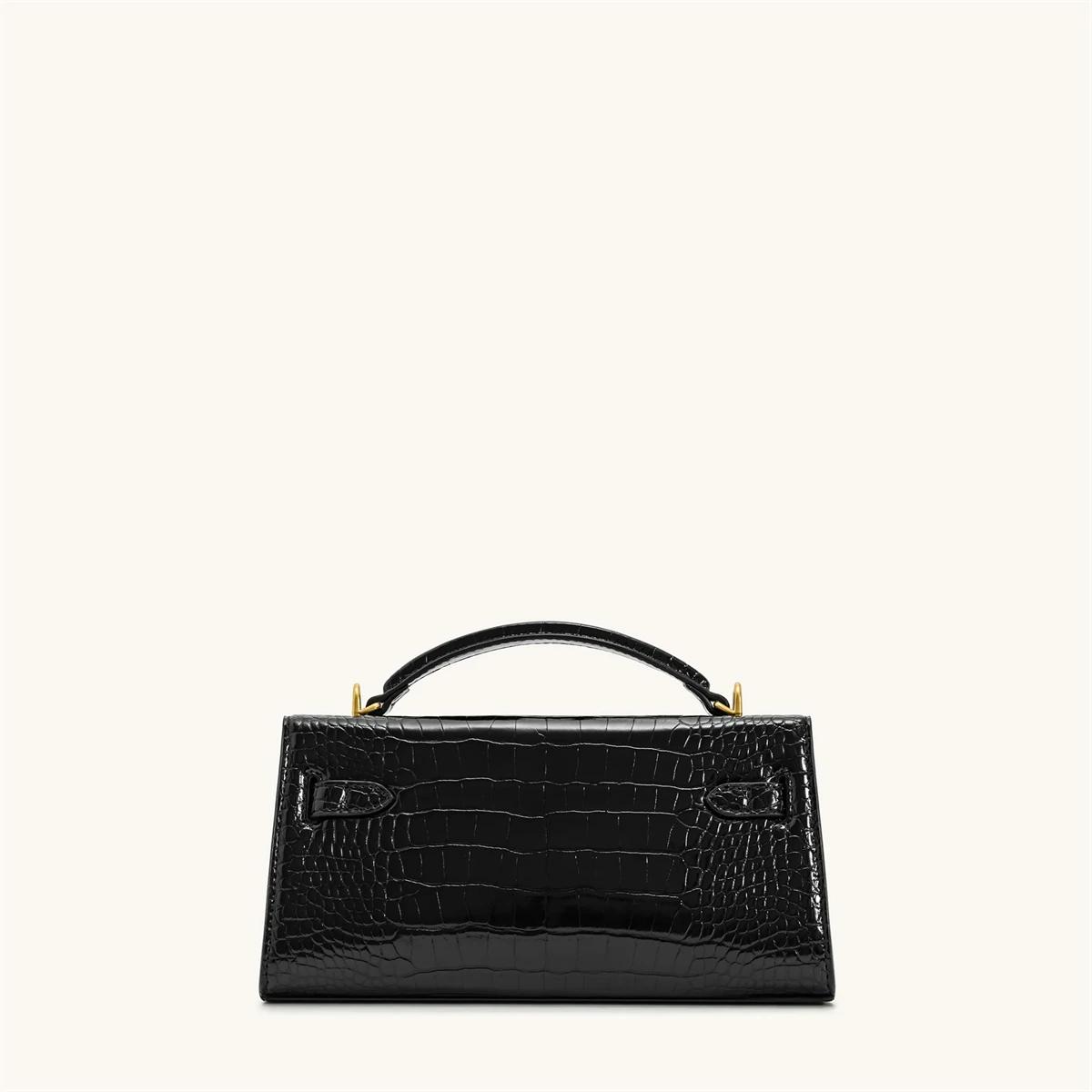 Sac à main de luxe en cuir et tissé avec boucle métallique vintage, poignée courte élégante, sac fou