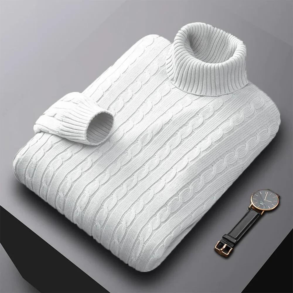 Pull Jacquard à col roulé pour hommes, pull décontracté, haute élasticité, vêtements de survêtement 