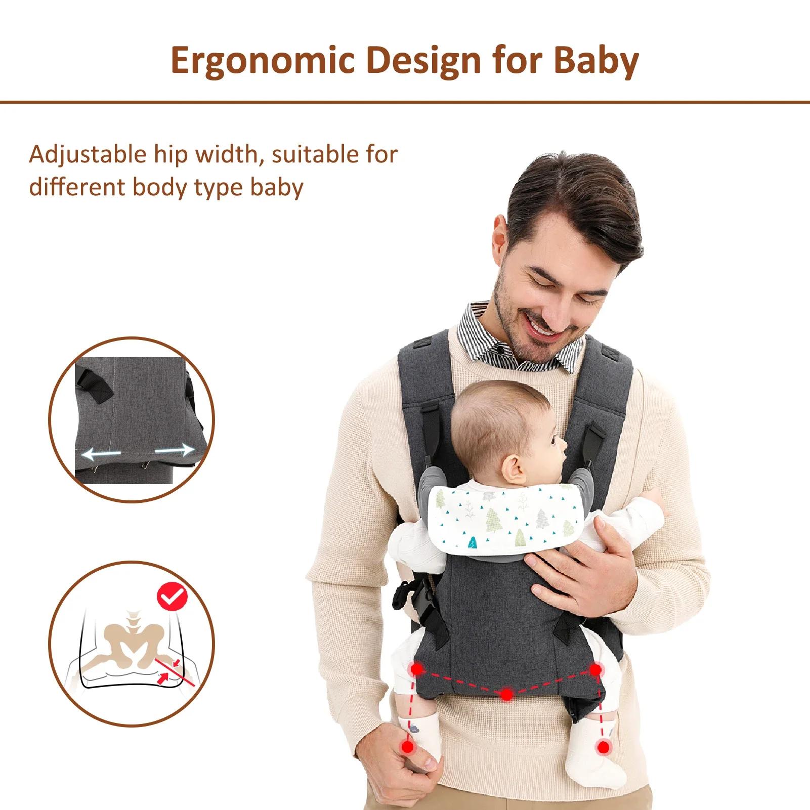 Porte-bébé pliable pour nouveau-nés et tout-petits de 7 à 45 lb, toutes saisons, avant et arrière, a