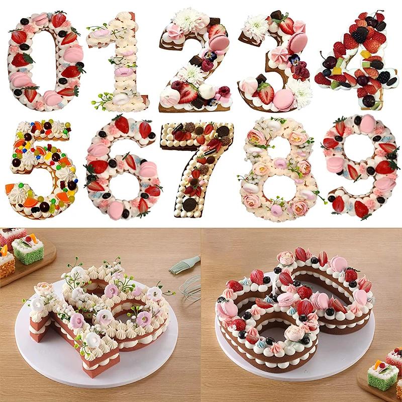 LMETJMA 10 pouces 3D grand nombre moule à gâteau 0-9 moules à gâteaux en Silicone numérique formes d
