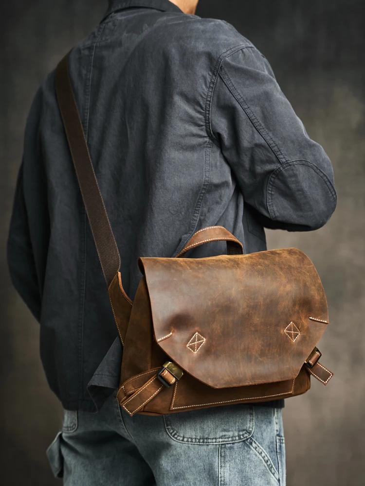 ZRCX haute qualité en cuir véritable hommes sac de messager sac à bandoulière décontracté mode homme