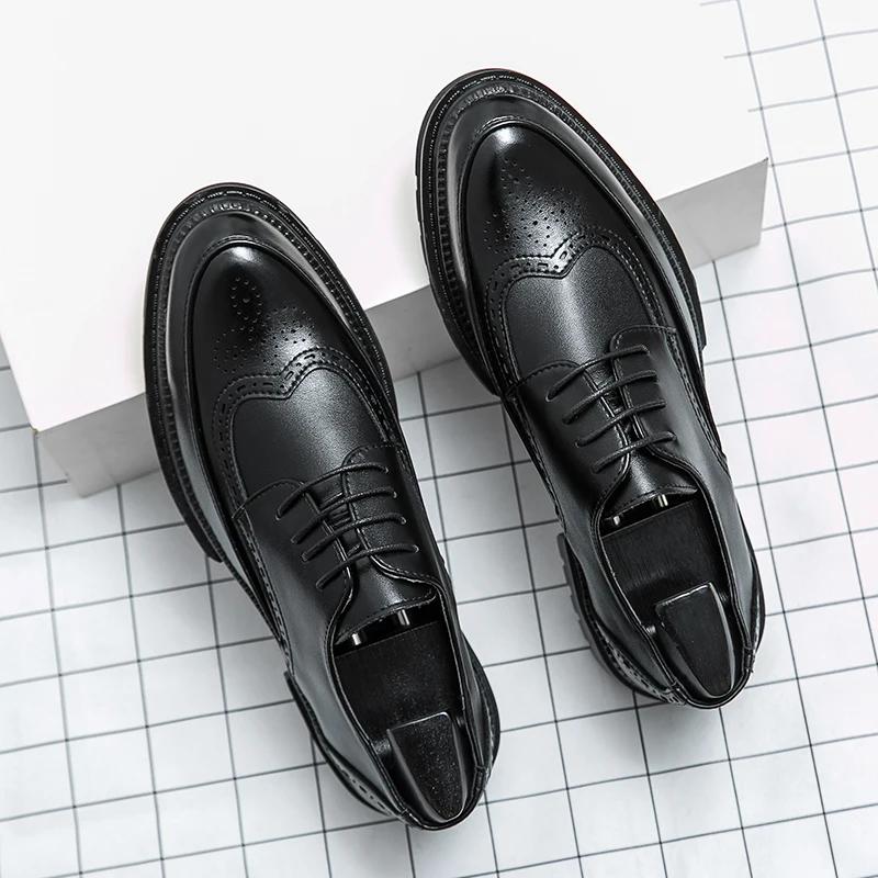 Chaussures en cuir à lacets pour jeunes hommes, chaussures d'affaires formelles, chaussures de maria