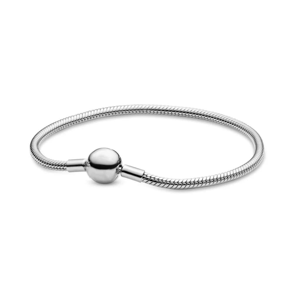Bracelet classique en argent pur 925% pour femmes, breloque ronde à la mode, bijoux de luxe originau