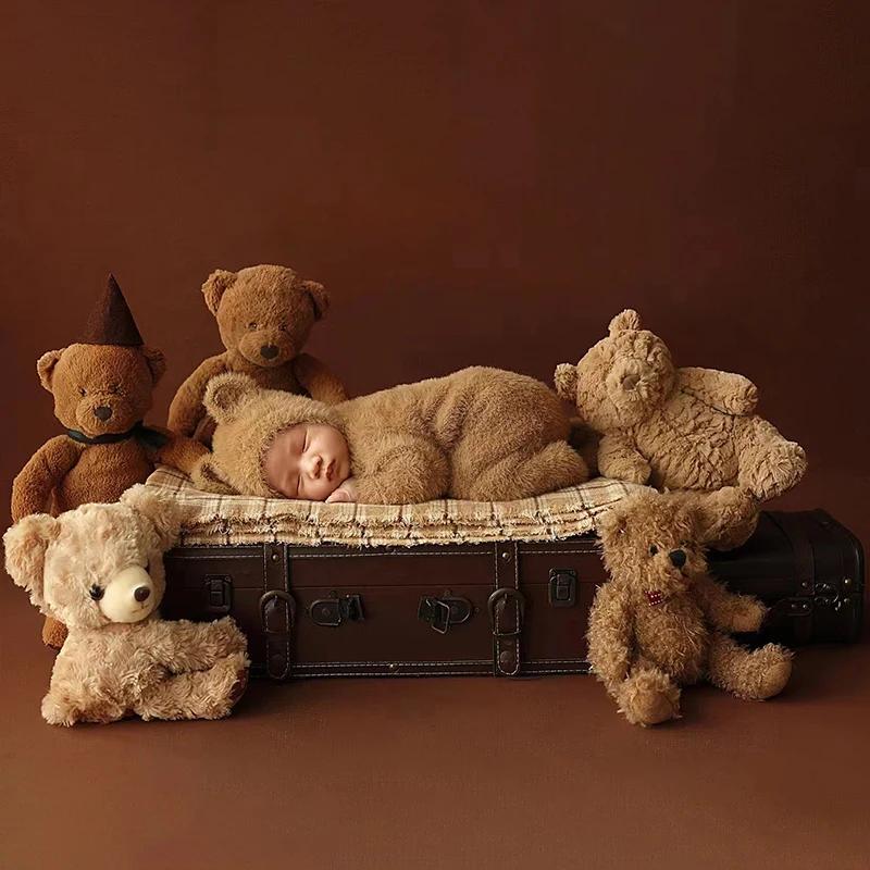 Poupées ours en peluche pour nouveau-né, accessoires de pose de photographie, arrière-plan de poupée