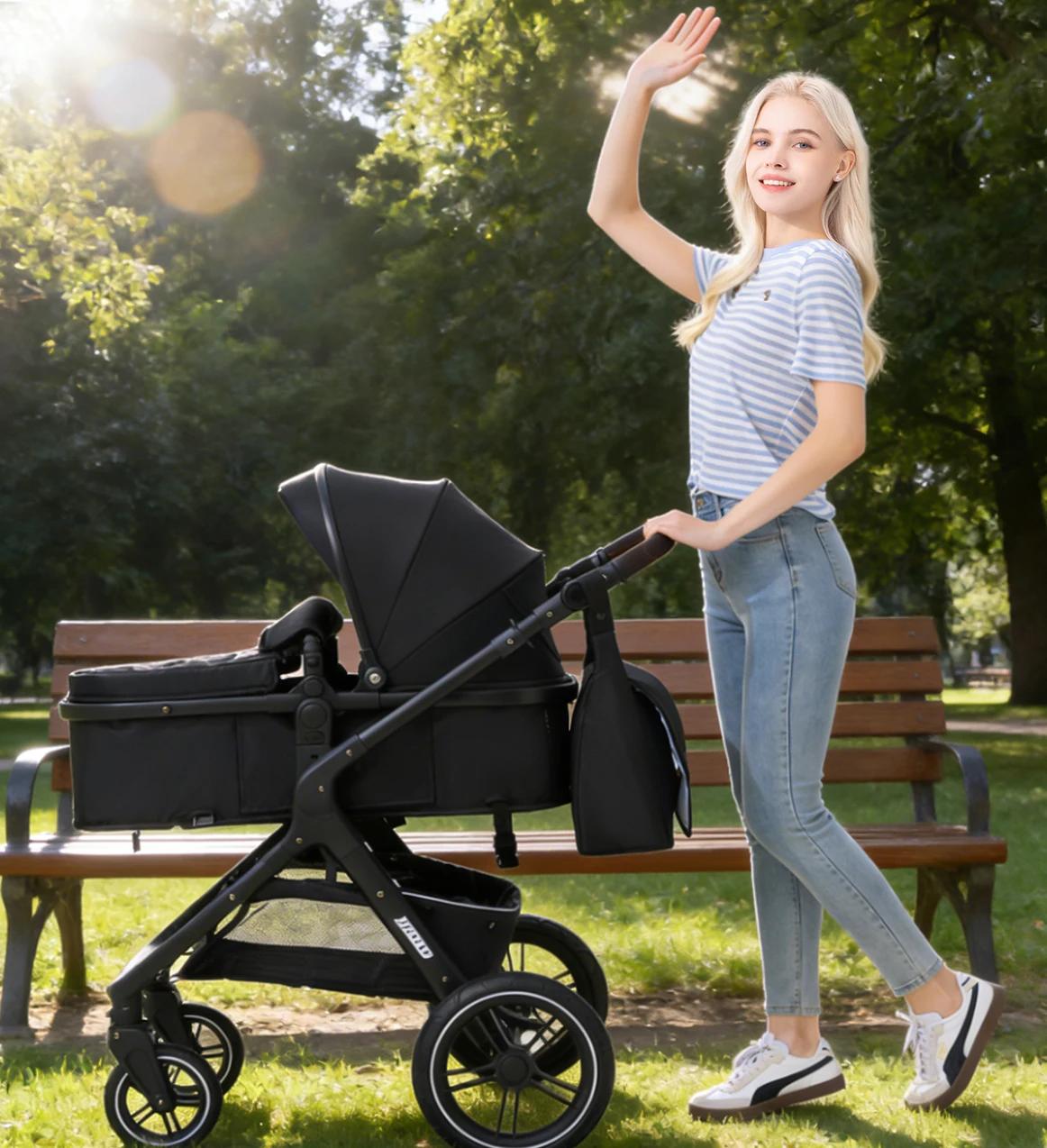 Poussette 3-en-1 pour bébé, adaptée aux enfants de 0 à 3 ans, charge maximale 25 kg, système de voya