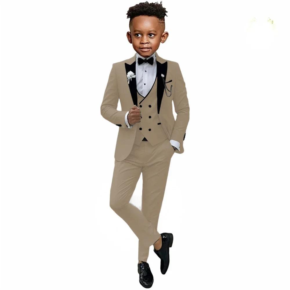 Costumes formels pour garçons de 2 à 16 ans, veste de mariage avec pantalon, gilet, ensemble 3 pièce