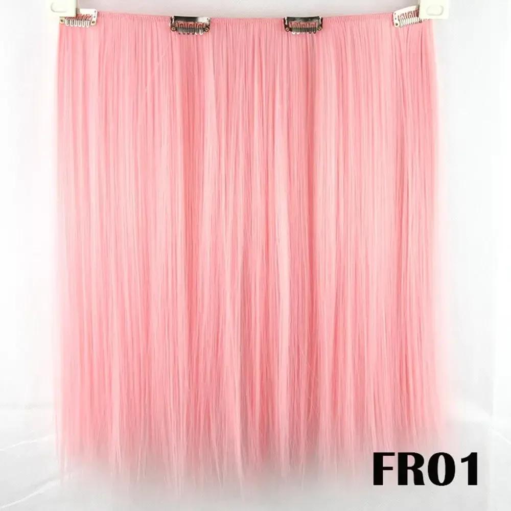 Extension capillaire synthétique lisse à Clip, 9 couleurs, postiche de Cosplay rouge rose blanc, che