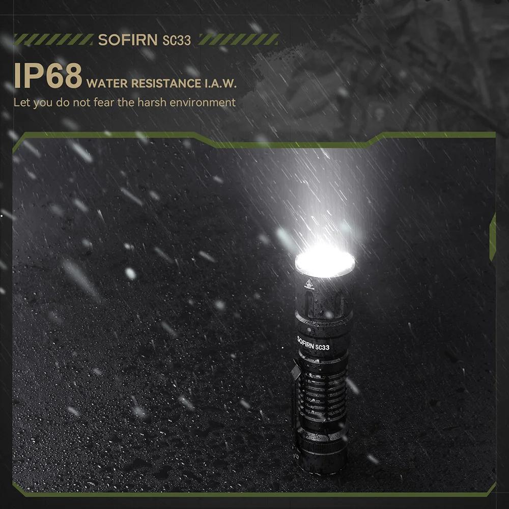 Lampe torche tactique LED SOFIRN SC33 XHP70.3 HI 5200lm puissante, rechargeable par Type C, interrup
