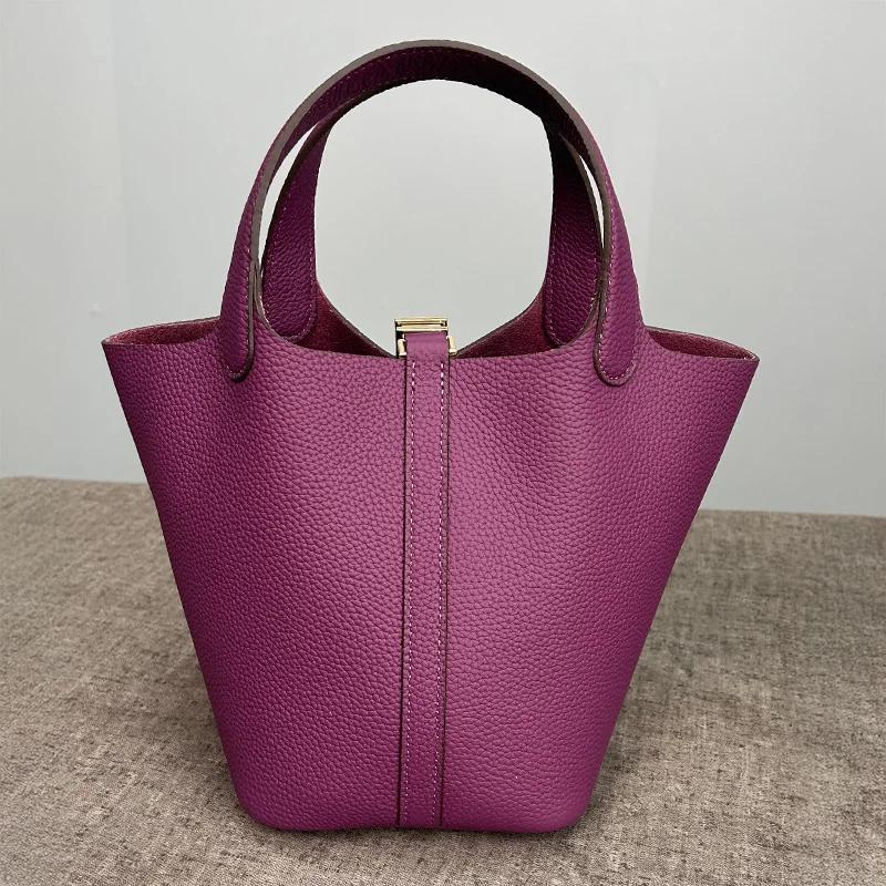 Sac seau pour femmes, fourre-tout de bonne qualité, sac à main de styliste de luxe en cuir véritable