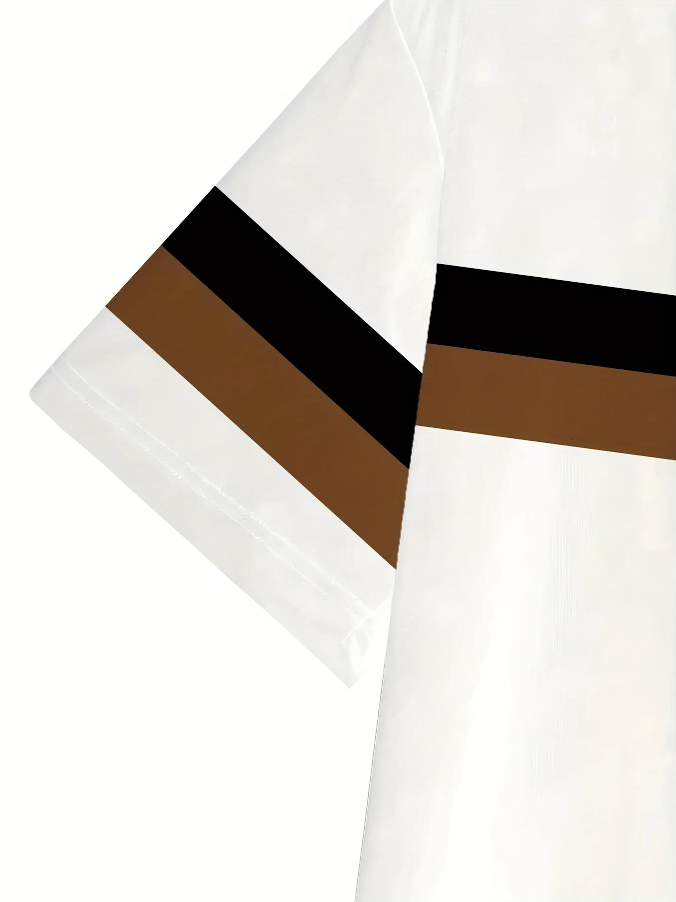 Nouveau beau hommes été rayure imprimé confortable et respirant col rond T-shirt pantalon ensemble v