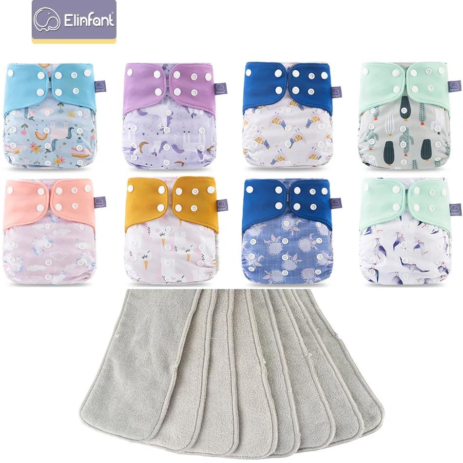 Elinfantile nouveaux couches pcoket imperméables assortis pour bébé 8 pièces couches en tissu maille