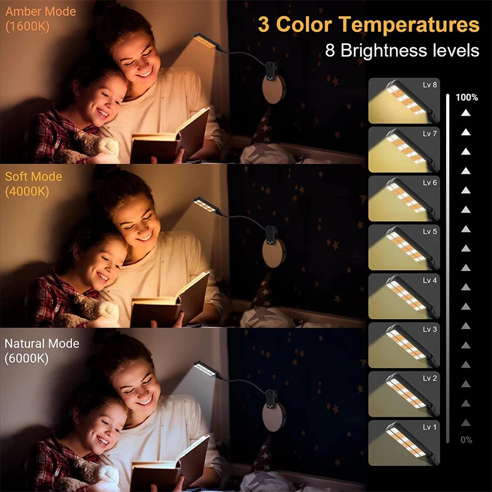 Lampe de lecture Rechargeable au lit, 2 LED réglables à clipser, lampe de lecture de livre Portable,