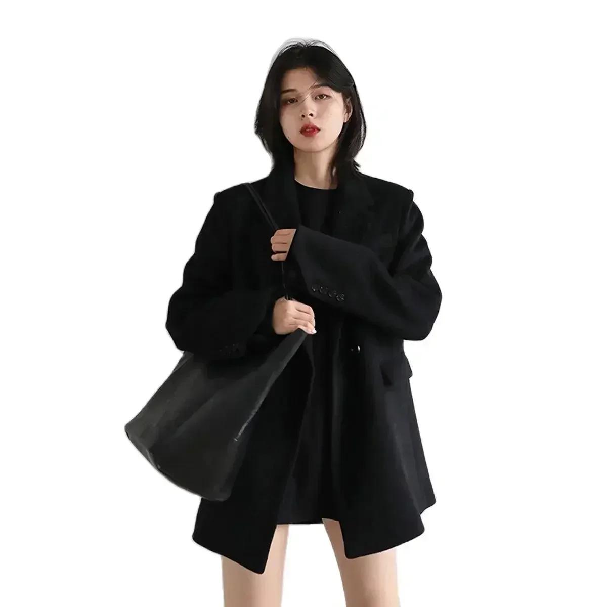 CHIC VEN femmes laine mélange manteau solide mi-long laine Blazer épais chaud Blouse femmes pardessu