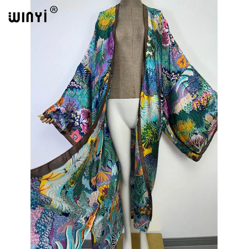 WINYI nouveau été femmes Cardigan point Cocktail Sexcy Boho Maxi vacances africaines manches chauve-