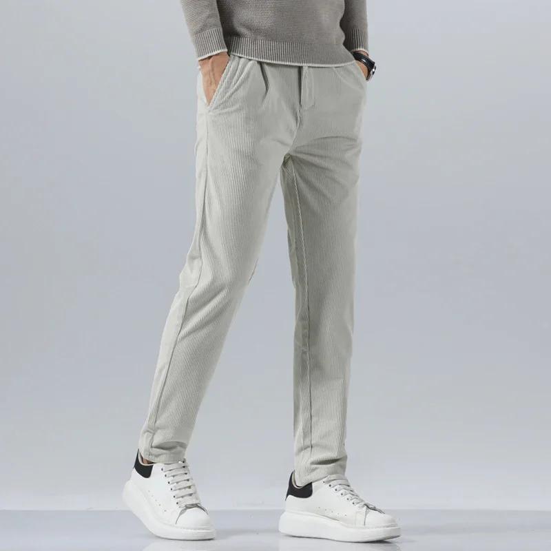 Pantalon décontracté en velours côtelé pour homme, collection Printemps-Automne 2026, coupe droite é