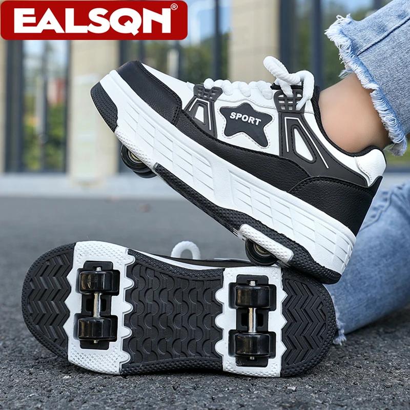 Chaussures de roller pour enfants à quatre roues détachables, chaussures de sport d'extérieur à lace