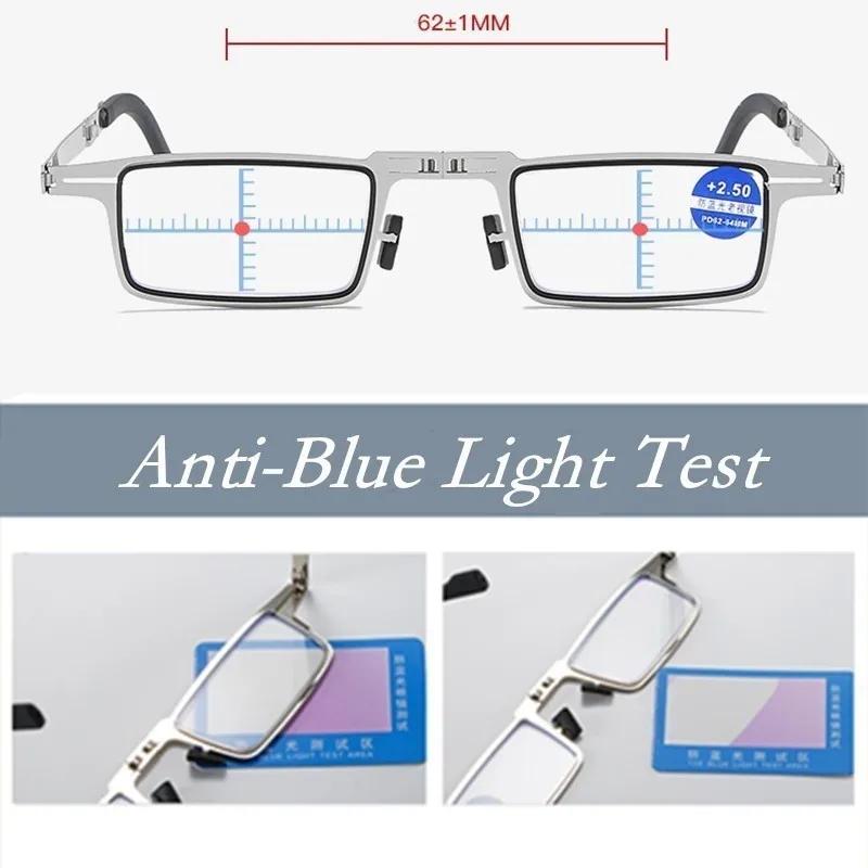 Lunettes de lecture pliantes rétro pour hommes/femmes, monture métallique, Anti-lumière bleue, avec 