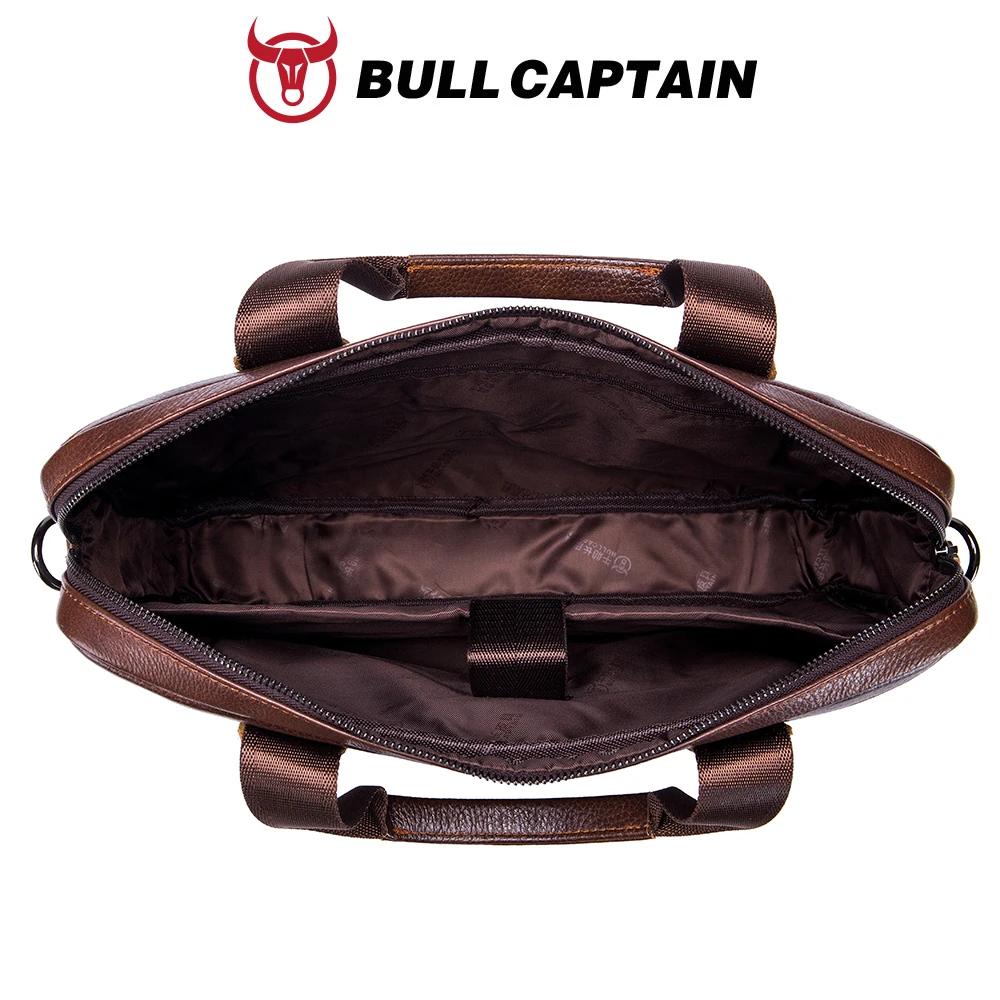 BULLCAPTAIN porte-documents en cuir pour hommes avec grande capacité sac à main multifonctionnel sac