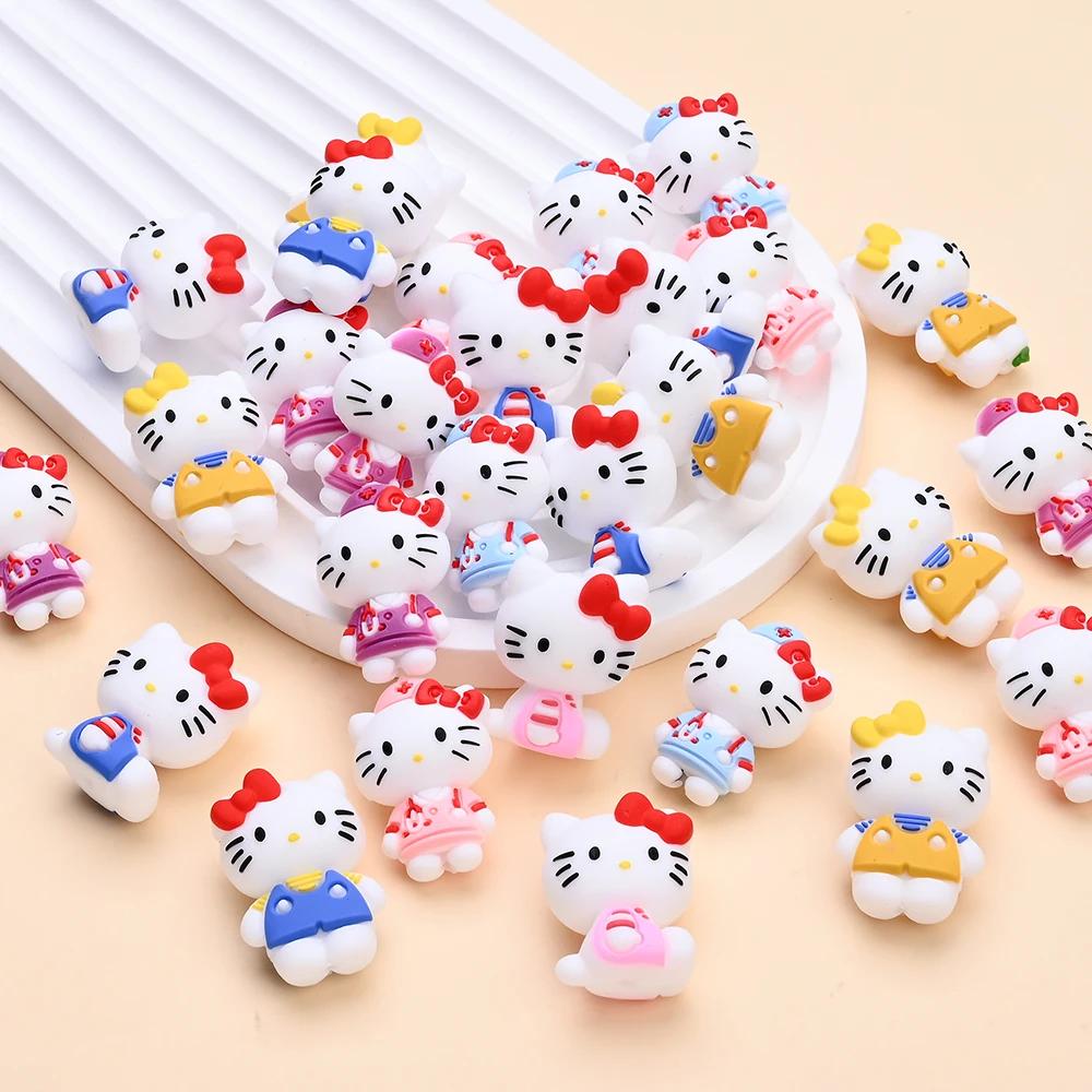 Perles en Silicone sur le thème Sanrio 3D, 7 pièces, perles de mise au point Hello Kitty pour bricol