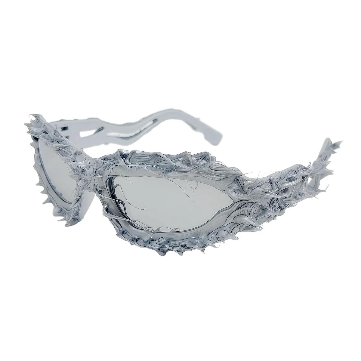 Lunettes de soleil tendance à monture irrégulière pour femmes et hommes, lunettes de soleil Punk ins