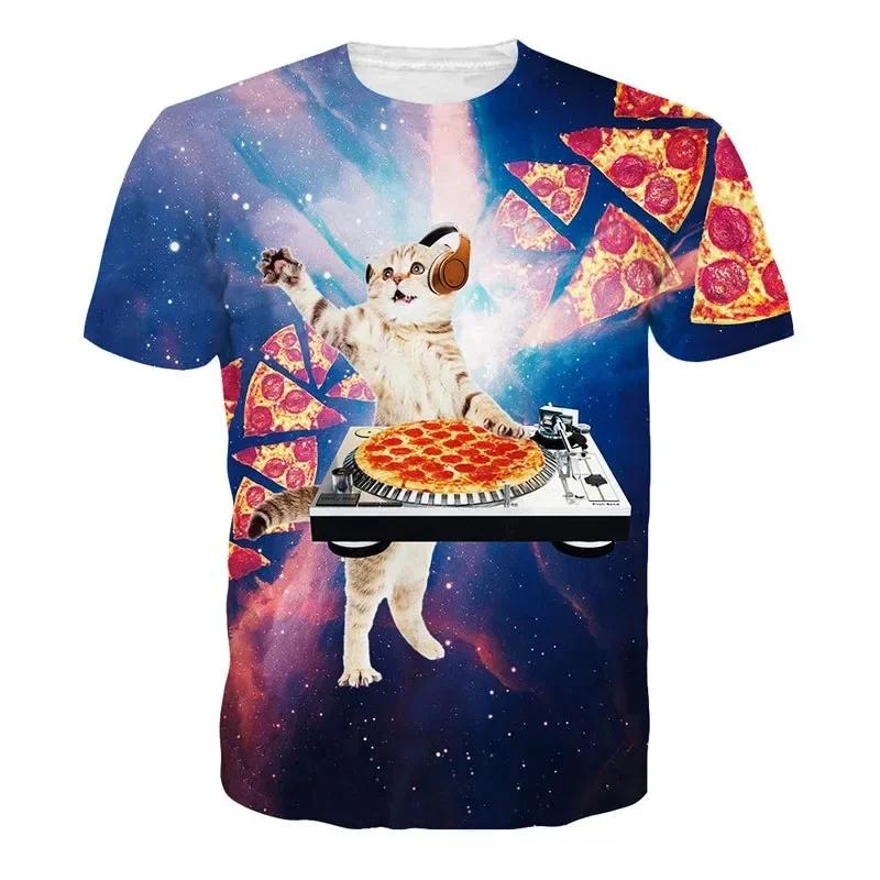Été 3D impression drôle chats t-shirt hommes galaxie chat graphique à manches courtes personnalité d