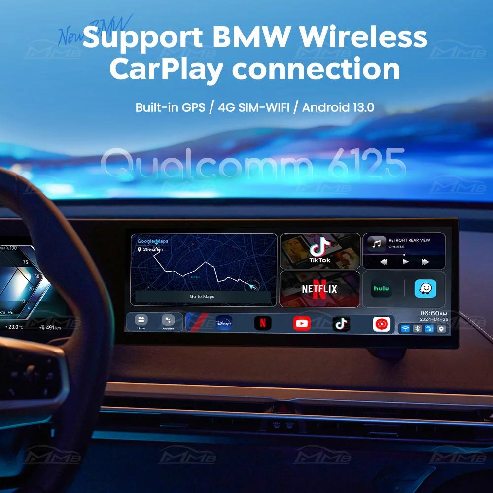 MMB MAX Android 13 CarPlay Ai Box 8 + 128G QCM6125 8 cœurs Netflix et Youtube GPS 4G LTE pour BMW ID