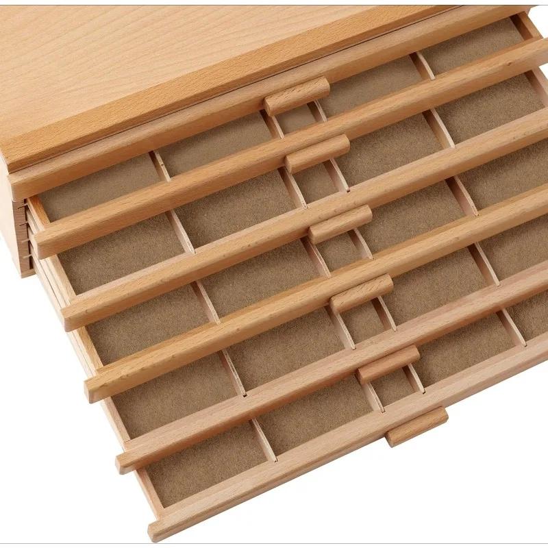 Boîte de rangement en bois à 6 tiroirs pour artistes, pour pastels, crayons, stylos, marqueurs, pinc