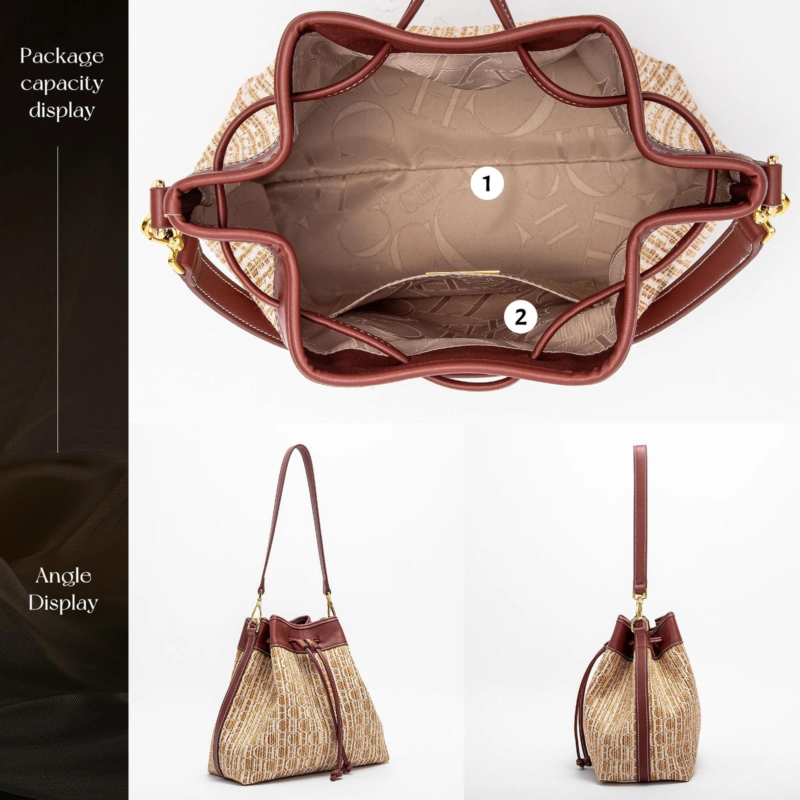 CHCH sac à bandoulière pour femme automne nouvelle Texture tricotée sac à main Simple marron décontr