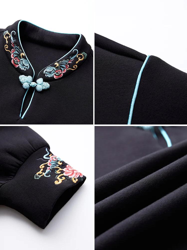 Sweat-shirt à capuche de style chinois pour femme, pull à la mode, décontracté, printemps-automne