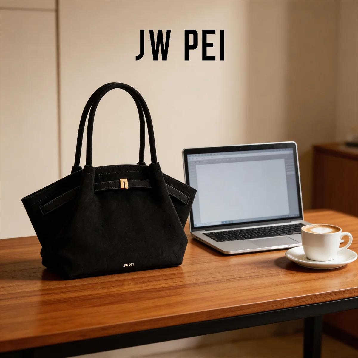 Sac à main vintage de haute qualité pour femme JW PEI, en similicuir noir, en cuir vegan, sac bandou