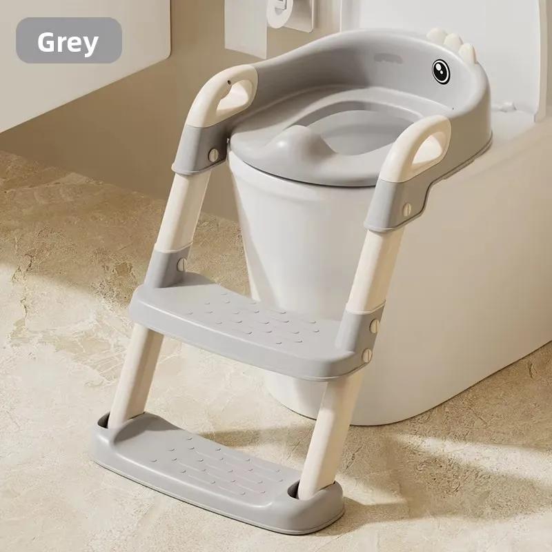 Siège de toilette pliable extra large pour enfants avec marches antidérapantes et coussin respirant 