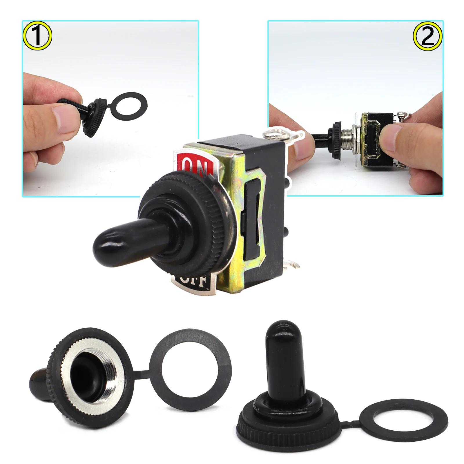 10 pièces interrupteur à bascule 15A 250V ON/OFF SPST 2Pin robuste voiture bateau avec capuchon de c