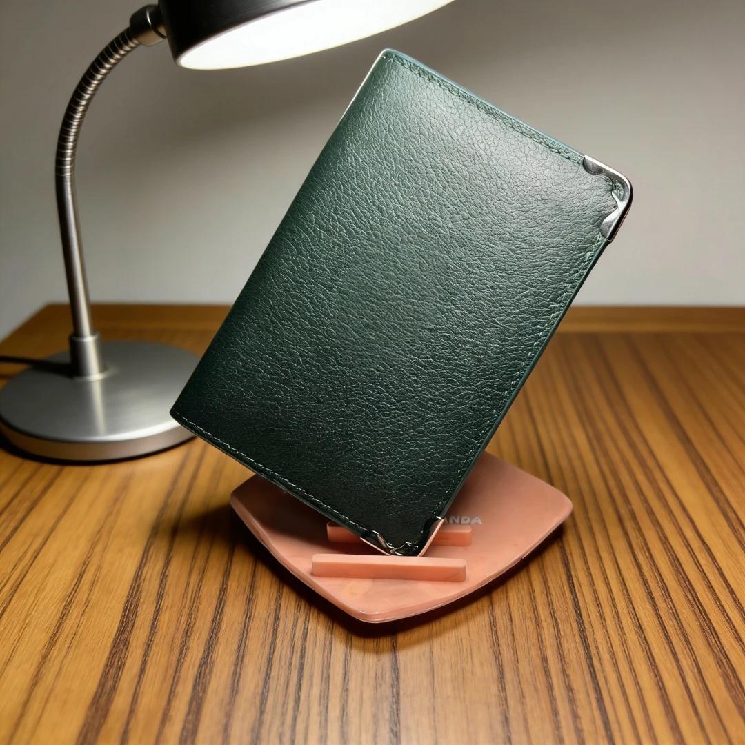 L3001366 # 1069120 Porte-cartes de luxe en cuir de veau fait main, mini pochette à clip, porte-carte