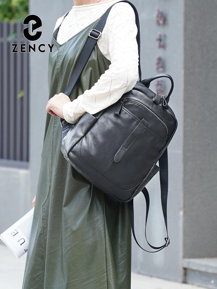 Zency – sac à dos en cuir véritable 100% pour femmes, grande capacité, pour les déplacements, les vo