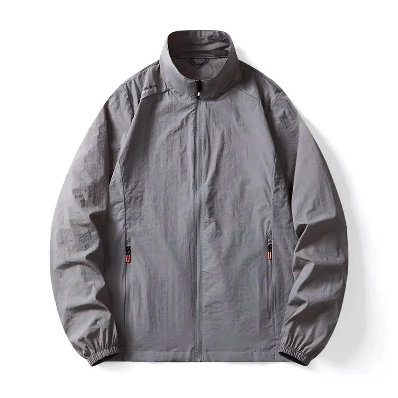 Manteau d'été léger pour hommes, Protection solaire, veste à manches longues, col montant, Camping r