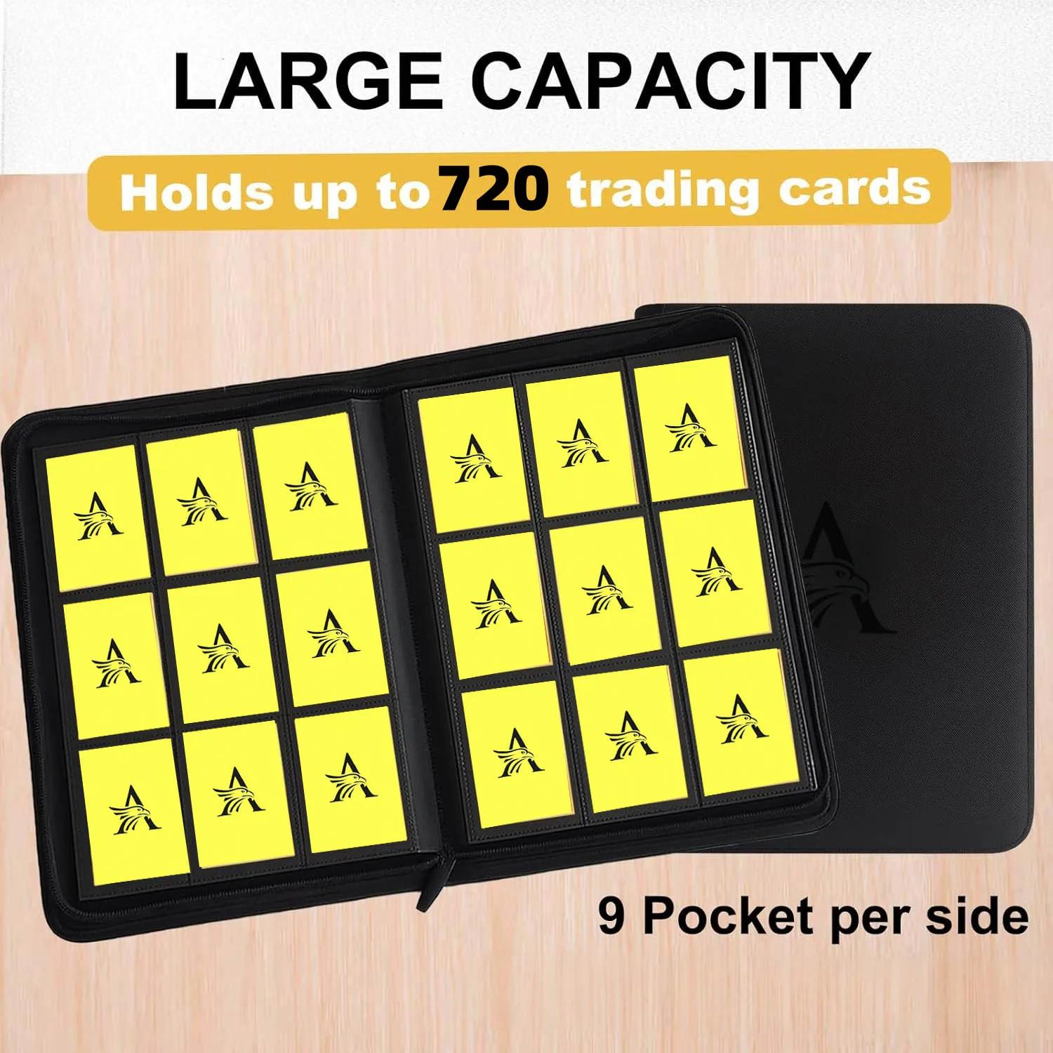 Classeur de cartes à collectionner premium à 9 pochettes, classeur de collection en PU à 720 pochett