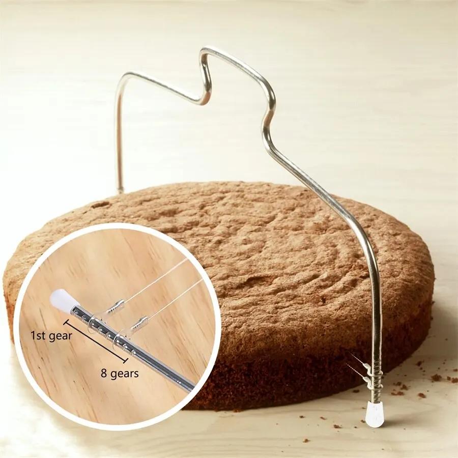 Double Fil Réglable Gâteaux Cutter En Acier Inoxydable Cupcakes Niveleurs Fondant Nivellement Couche