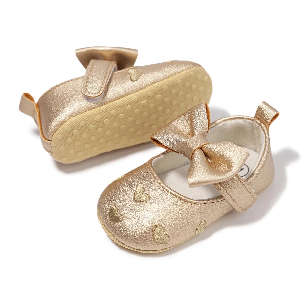 Meckior bébé chaussures robe classique mignon nœud papillon coeur anti-dérapant semelle souple premi