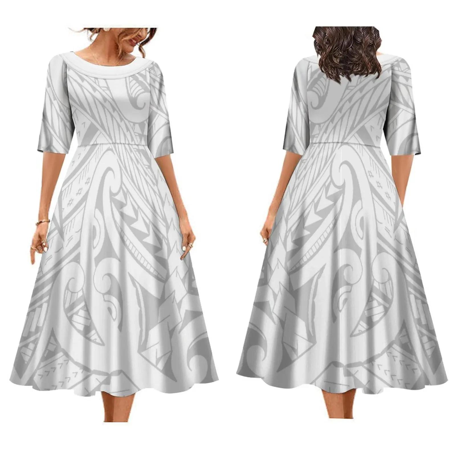 Robe mi-longue imprimée tribale, robe hawaïenne, robe éducative, cadeau de fête des mères personnali