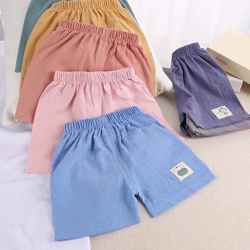Short d'été en coton et lin de style coréen pour enfants, pantalons courts mignons pour tout-petits,