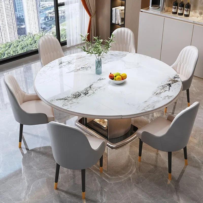 Table à manger ronde en marbre, meuble De luxe moderne pour salon, style nordique minimaliste, meubl