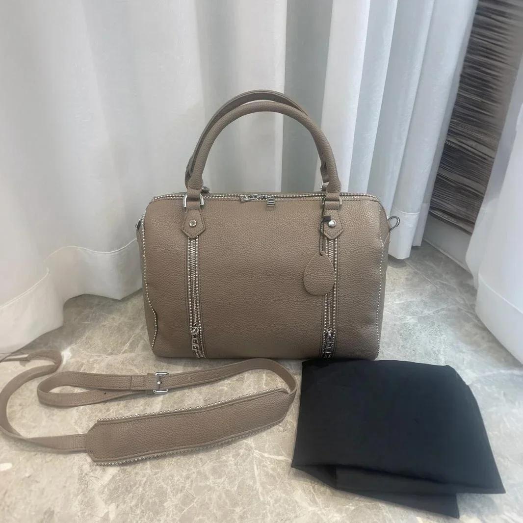 Sac à main seau en cuir noir à motif litchi, classique français, nouvelle collection 2026, pour femm