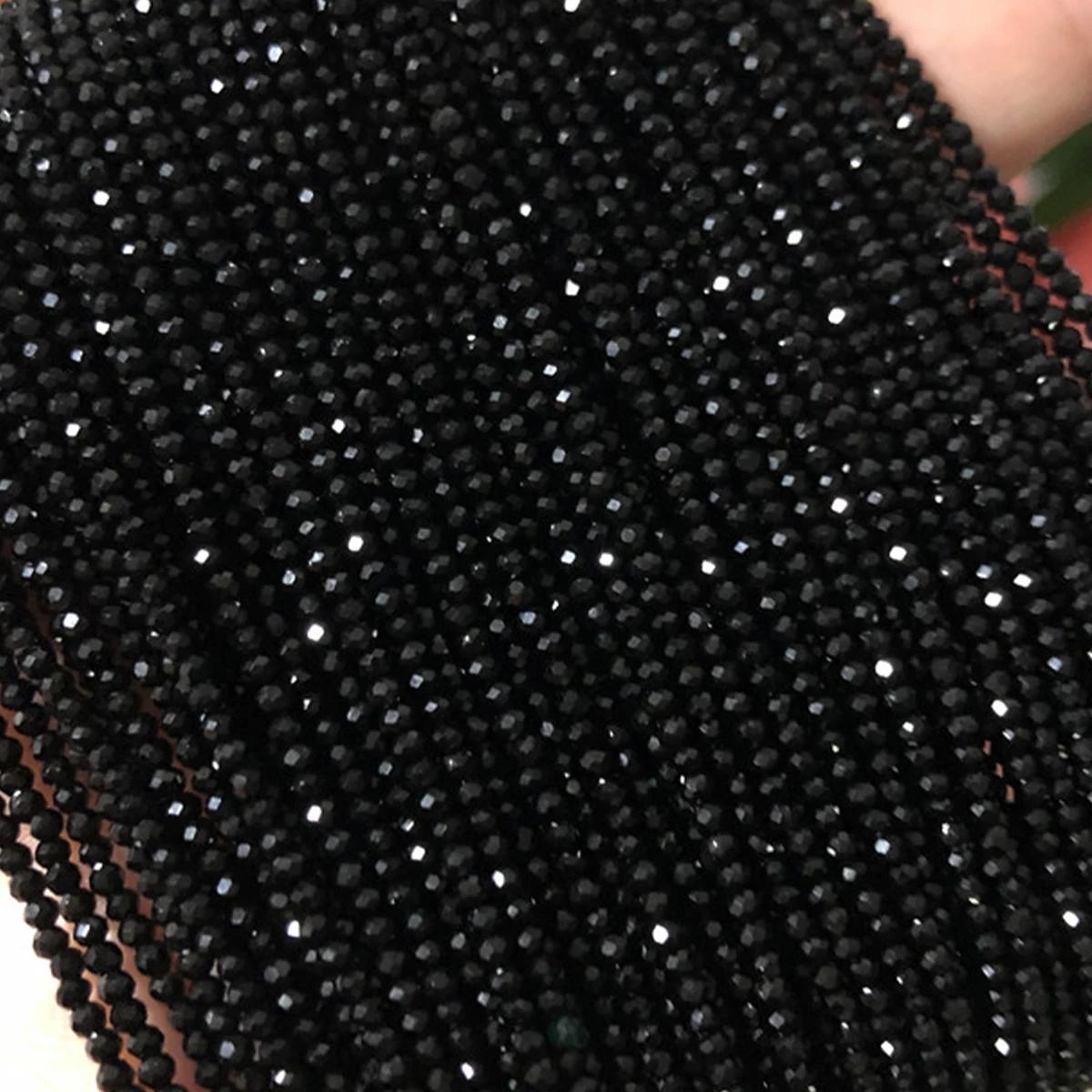 20 brins de perles en pierre spinelle noire facettées de 2/3mm, perles en vrac pour la fabrication d