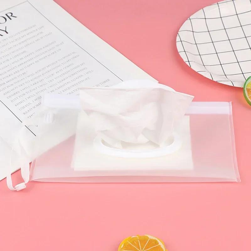 Oligbaby-Boîte à mouchoirs réutilisable, lingettes portables, support transparent, étui à rabat, lin
