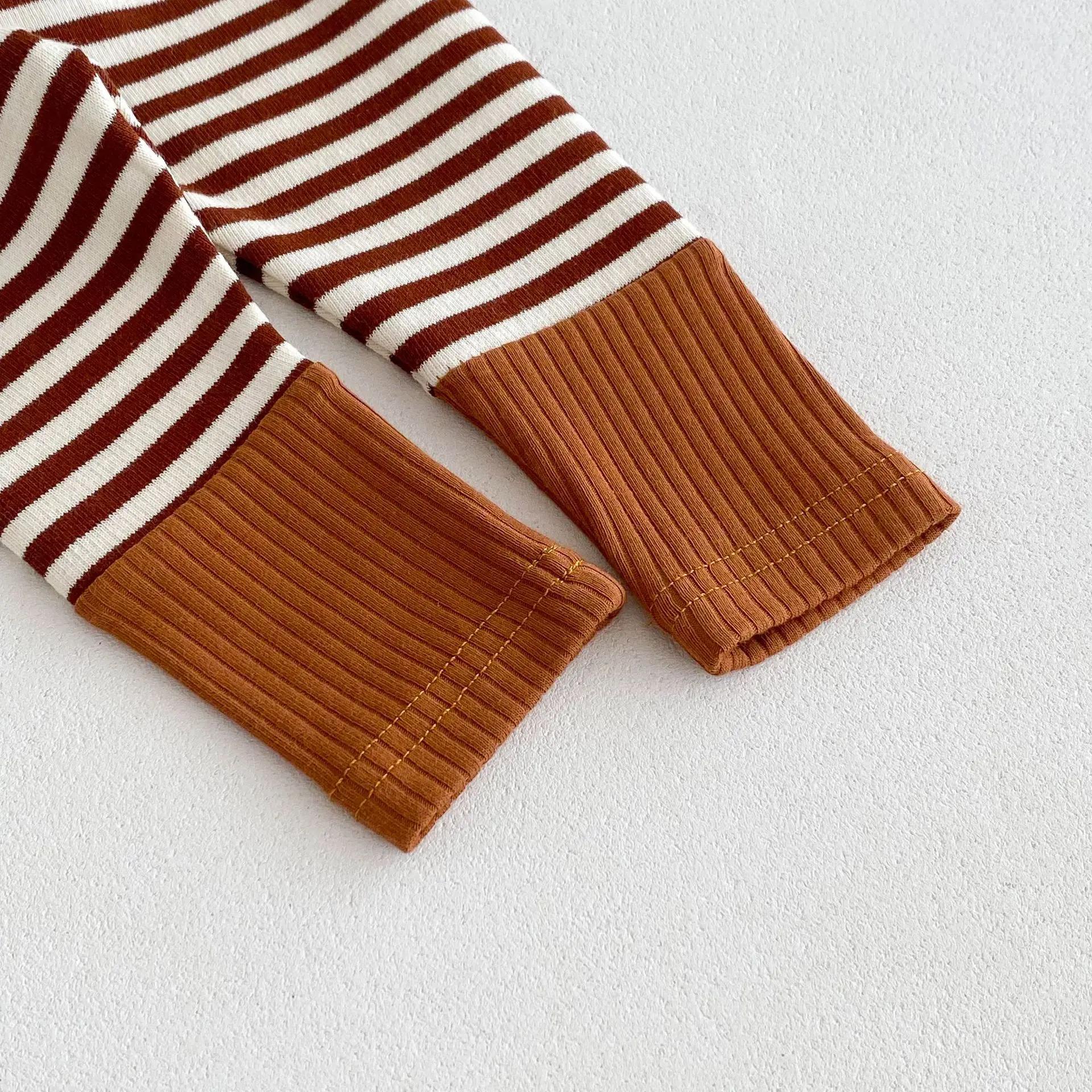 Leggings couleur bonbon pour nouveau-né garçon et fille, pantalon rayé épissure, vêtements à la mode