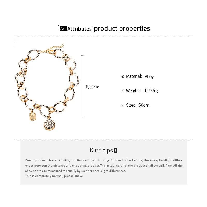 ZAA Vintage métal torsadé cercle chaînes ronde pièce pendentif colliers pour femmes Puk fête chaîne 