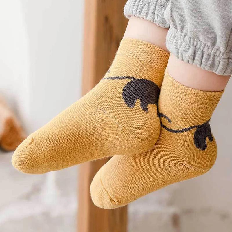 5 paires de chaussettes pour enfants, motif de chat de dessin animé, confortables et respirantes, po